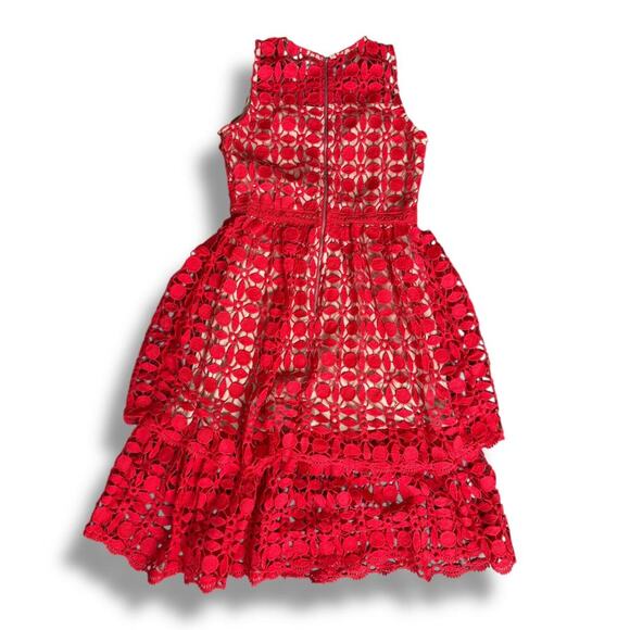 VTG RYAN MICHELLE  DRESS, CROCHET RED, Size L - Picture 2 of 6